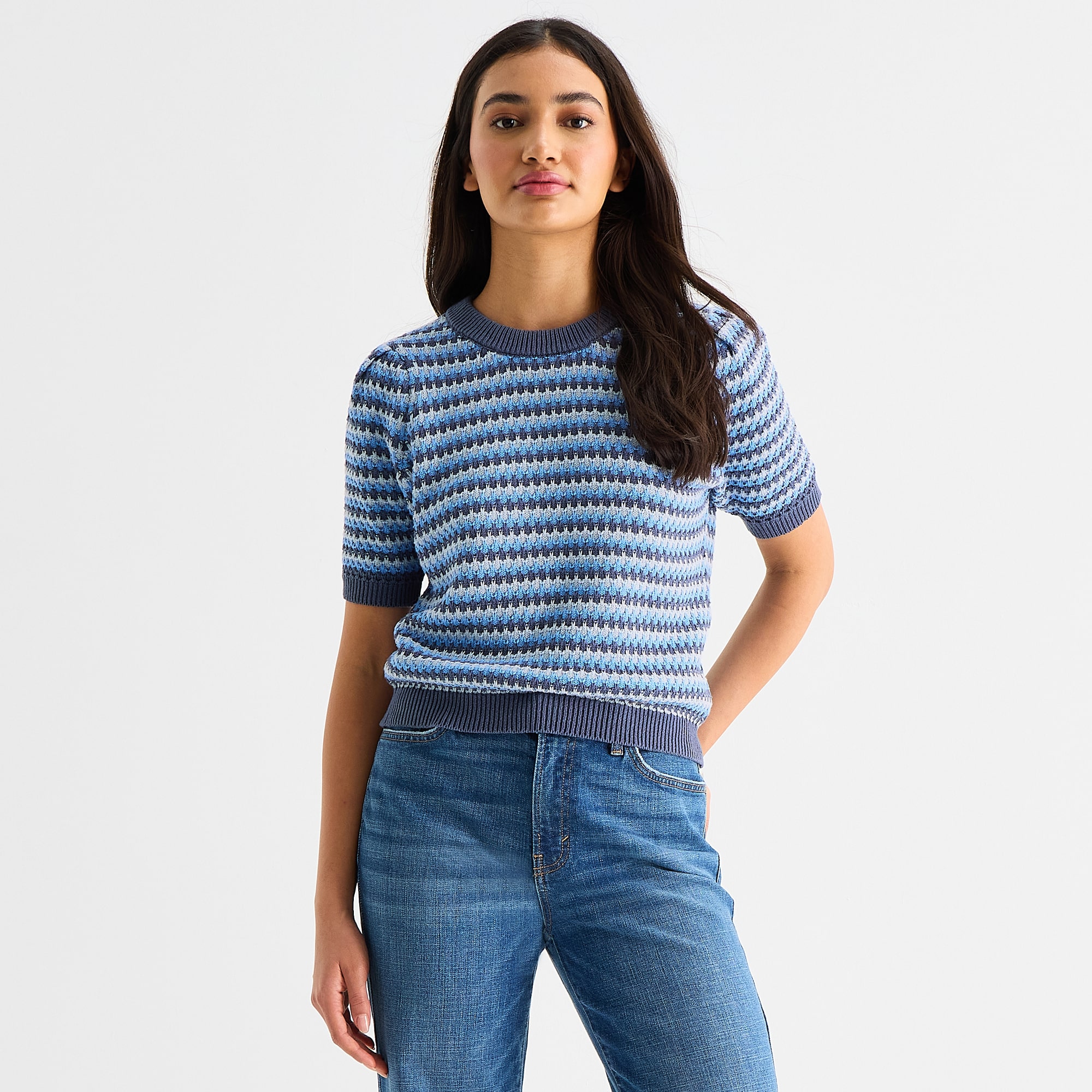 a.n.a Womens Crew Neck Short Sleeve Pullover Sweater