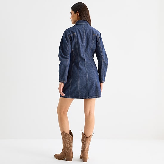 a.n.a Womens Long Sleeve A-Line Dress