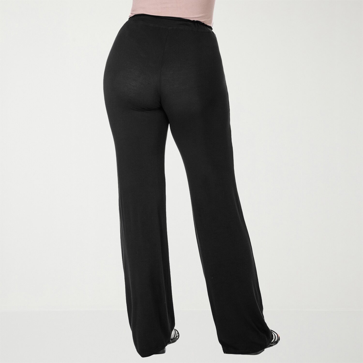 24seven Comfort Apparel Womens Wide Leg Mid Rise Drawstring Pant