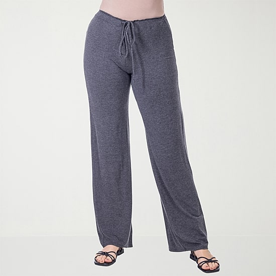 24seven Comfort Apparel Womens Wide Leg Mid Rise Drawstring Pant