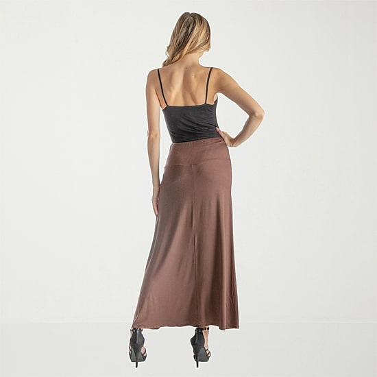24seven Comfort Apparel Womens Mid Rise Stretch Fabric Maxi Skirt