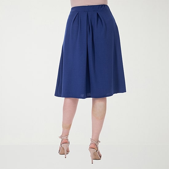 24seven Comfort Apparel Womens Stretch Fabric Mid Rise Pleated Skirt