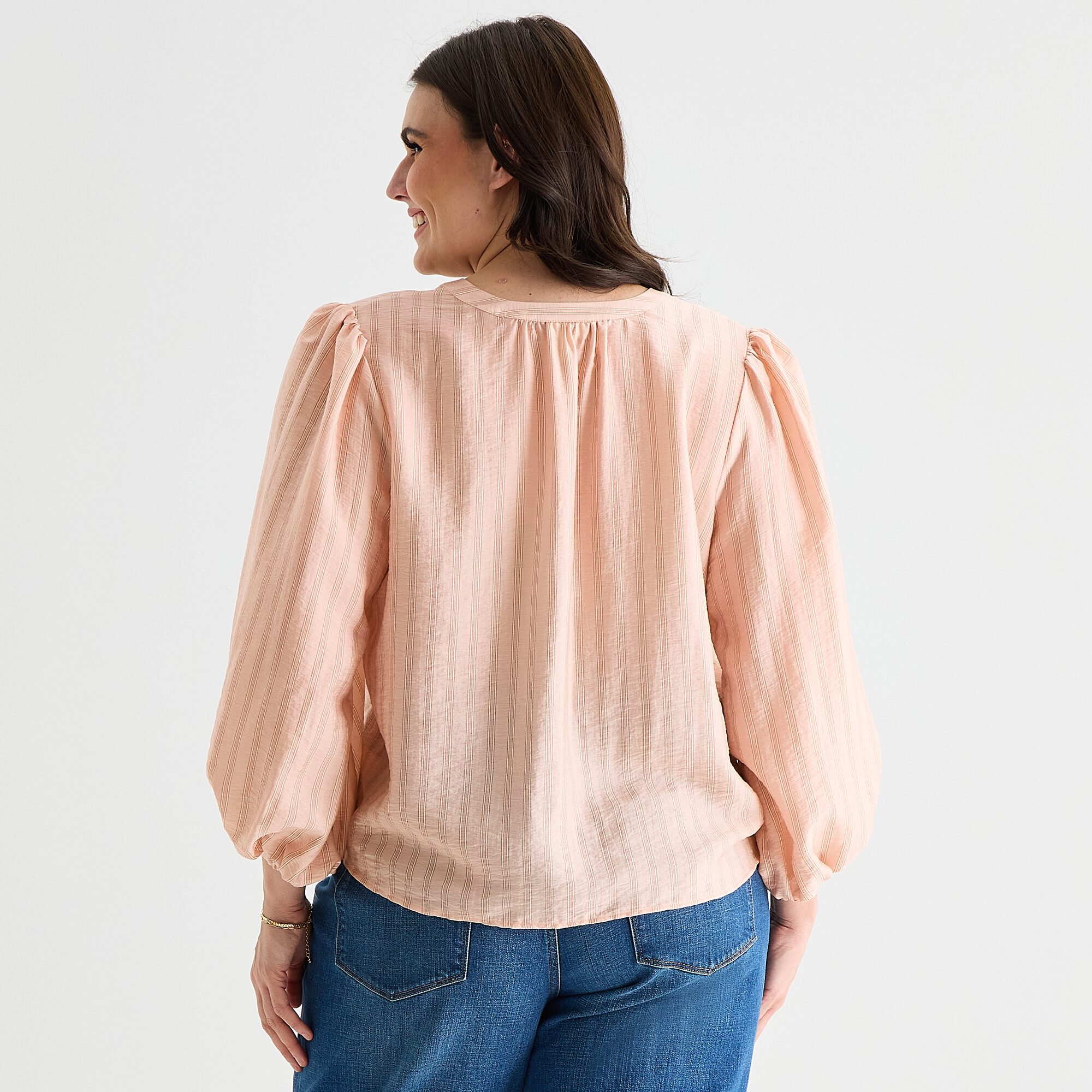 a.n.a Womens Plus Y Neck 3/4 Sleeve Blouse
