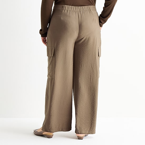 Worthington Womens Plus Straight High Rise Cargo Pant