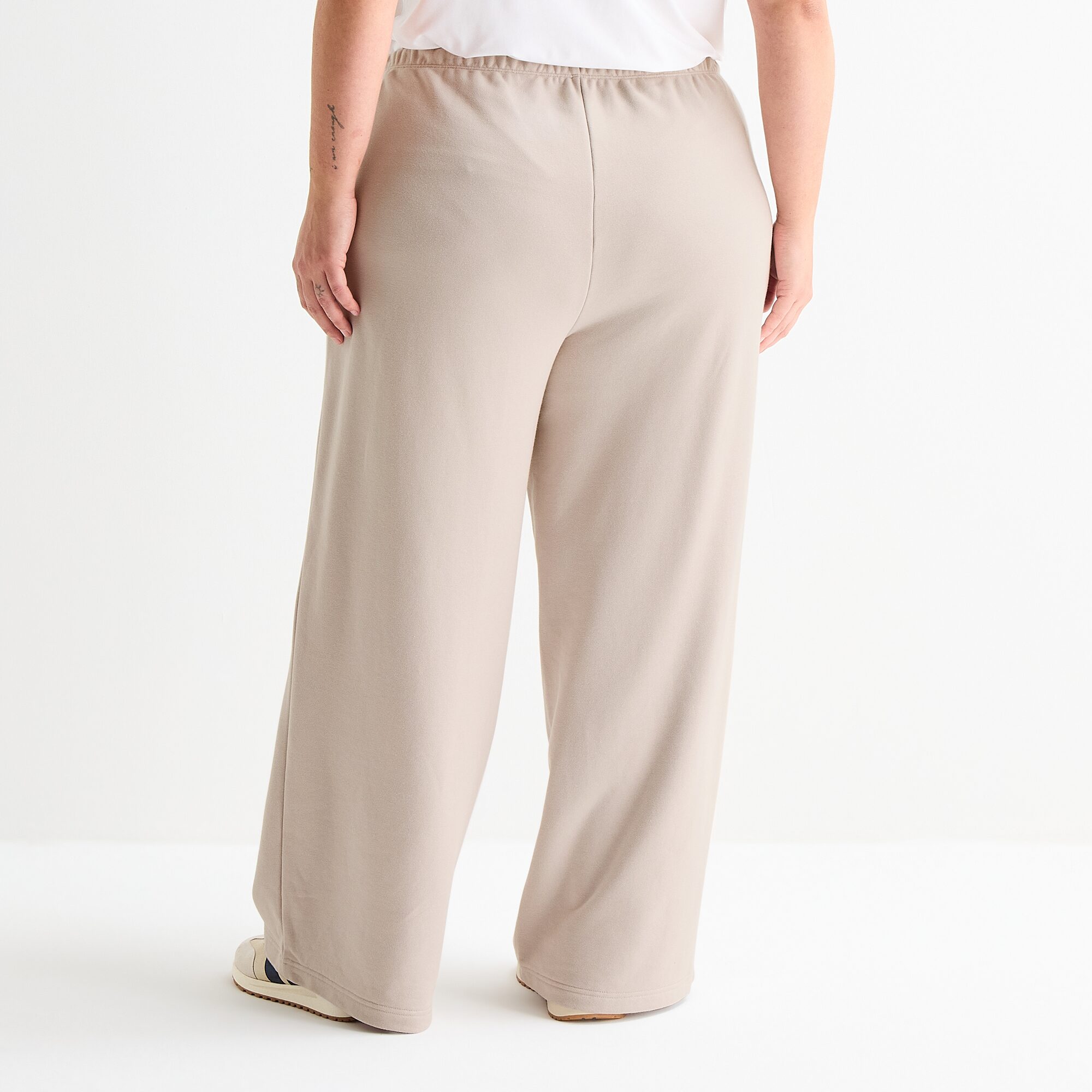 Xersion Womens French Terry Wide Leg Mid Rise Regular Fit Plus Active Pull-On Pant