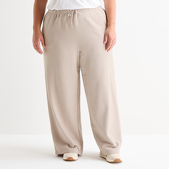 Xersion Womens Wide Leg Mid Rise Regular Fit Plus Active Pull-On Pant