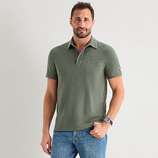 mutual weave Mens Regular Fit Short Sleeve Polo Shirt