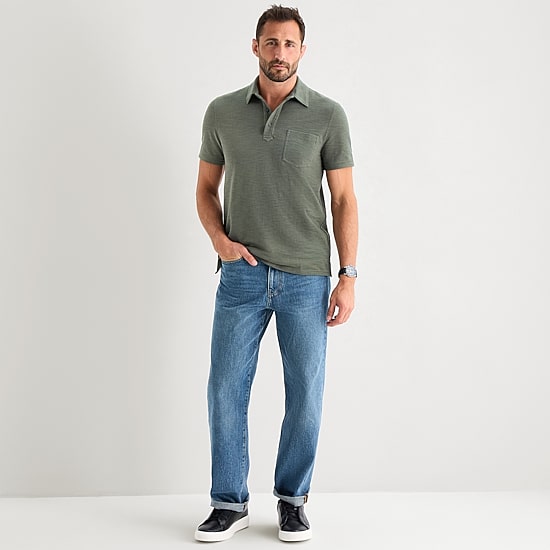 mutual weave Mens Regular Fit Short Sleeve Polo Shirt