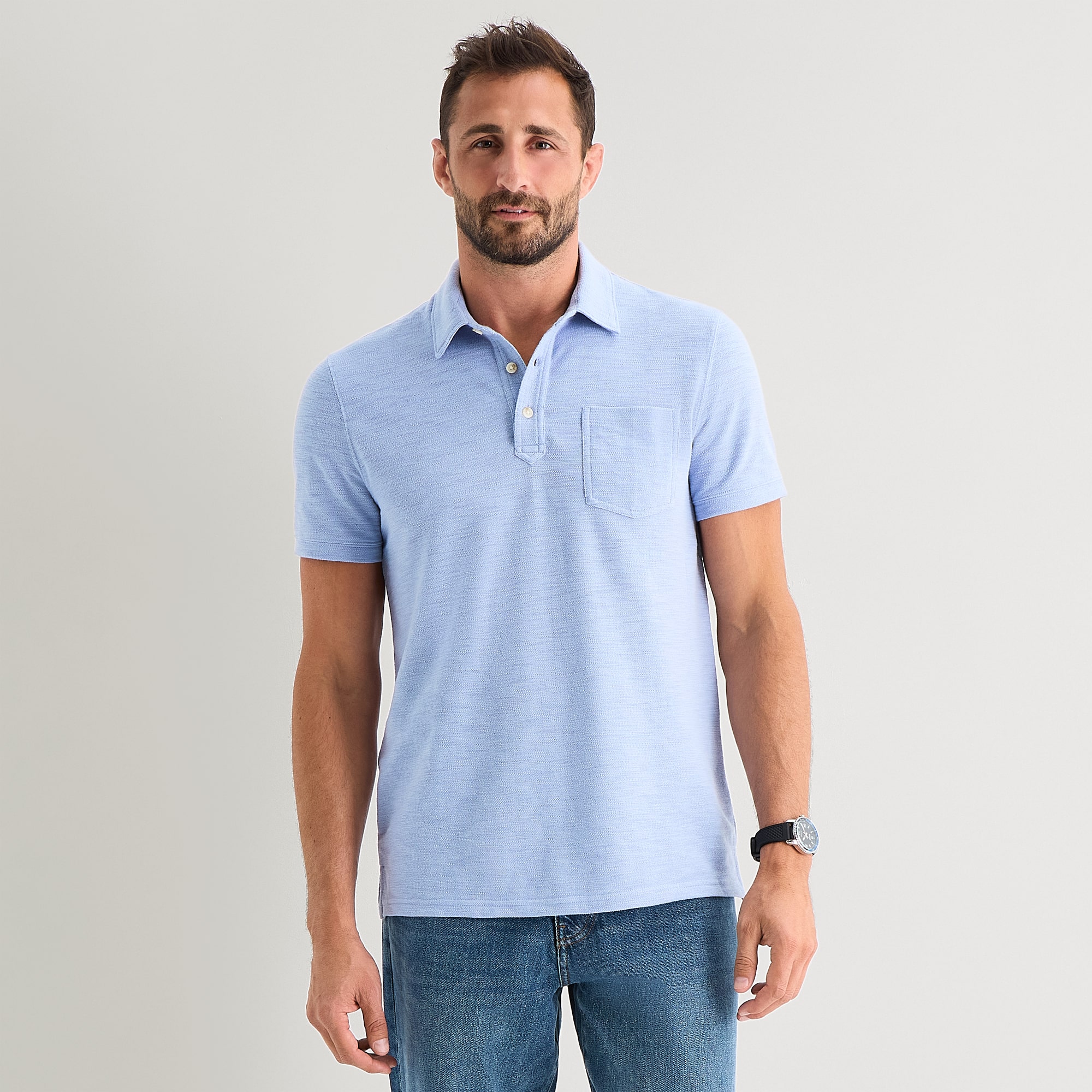 mutual weave Mens Regular Fit Short Sleeve Polo Shirt