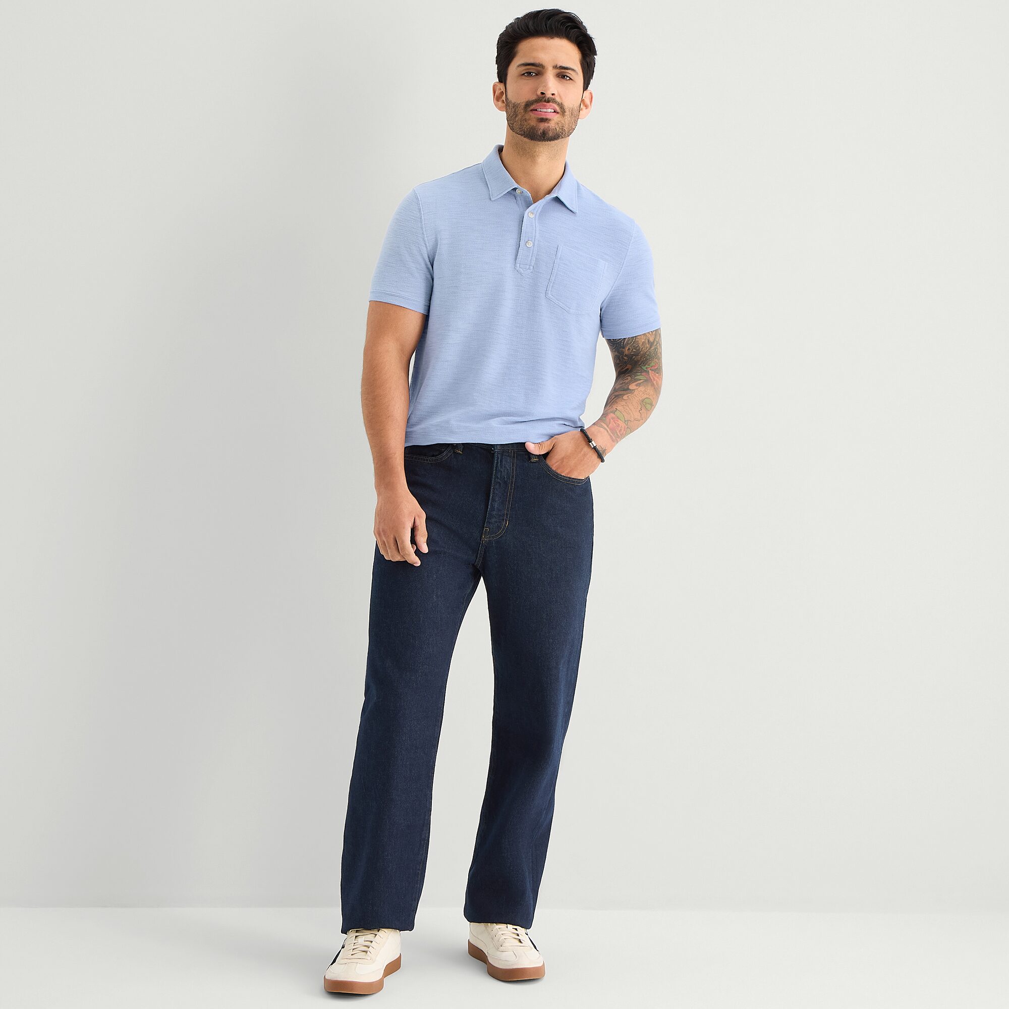 mutual weave Mens Regular Fit Easy-on + Easy-off Adaptive Short Sleeve Polo Shirt