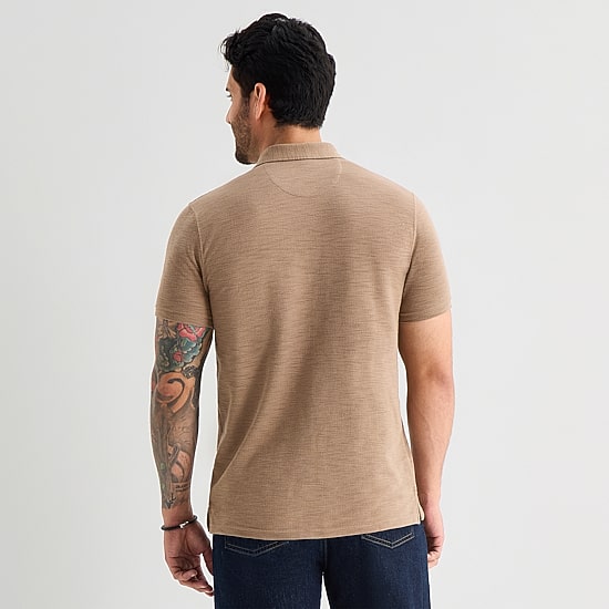 mutual weave Mens Regular Fit Easy-on + Easy-off Adaptive Short Sleeve Polo Shirt