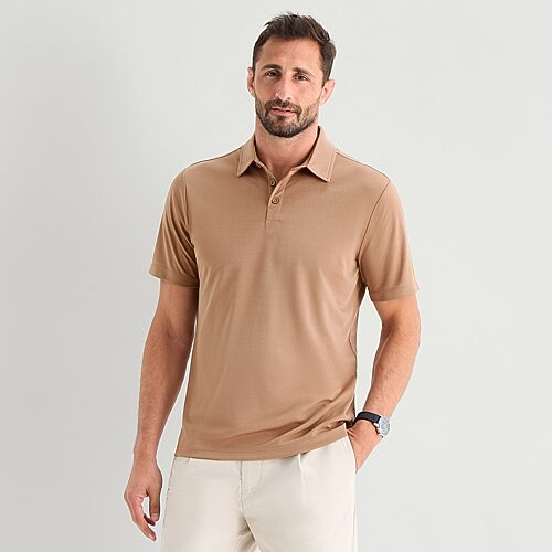 Stylus Mens Regular Fit Short Sleeve Polo Shirt In Brown