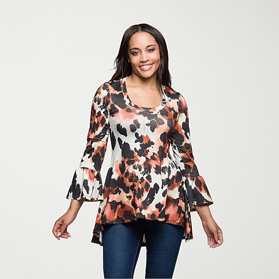 24seven Comfort Apparel Womens Scoop Neck 3/4 Sleeve Tunic Top