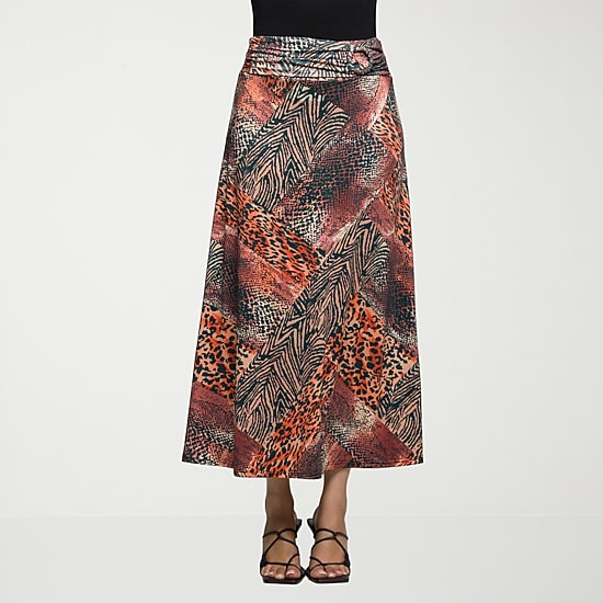 24seven Comfort Apparel Womens Mid Rise Stretch Fabric Pencil Skirt
