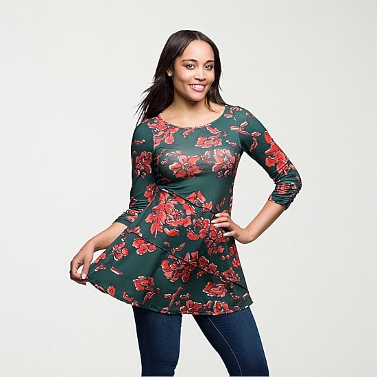 24seven Comfort Apparel Womens Round Neck 3/4 Sleeve Tunic Top