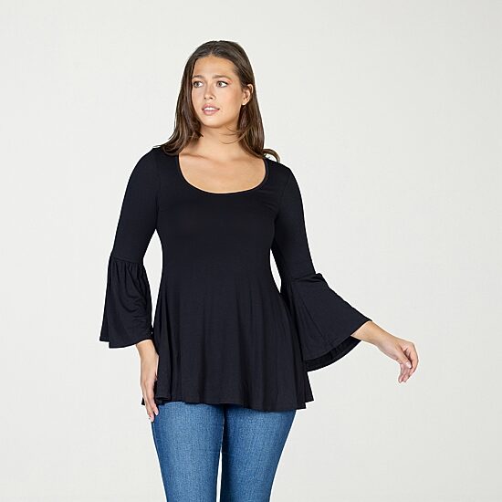 24seven Comfort Apparel Womens Scoop Neck 3/4 Sleeve Tunic Top