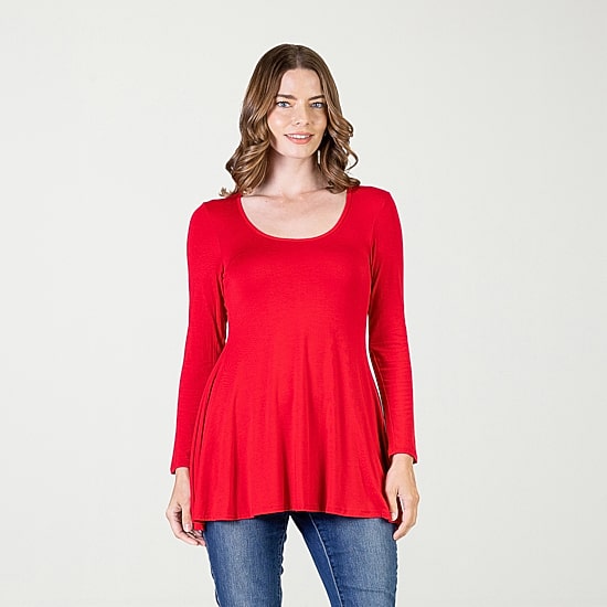 24seven Comfort Apparel Womens Scoop Neck Long Sleeve Tunic Top