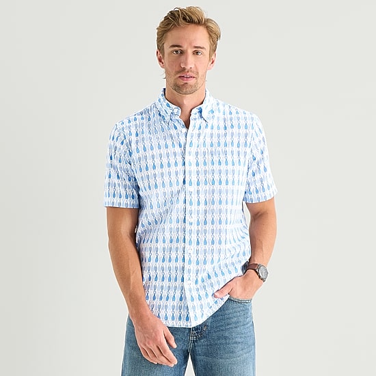 St. John's Bay Stretch Poplin Mens Short Sleeve Classic Fit Button-Down Shirt