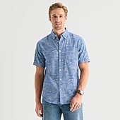 St. John's Bay Stretch Poplin Mens Short Sleeve Classic Fit Button-Down Shirt