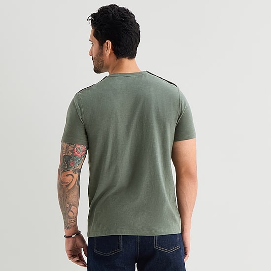 mutual weave Mens Easy-on + Easy-off Crew Neck Short Sleeve Adaptive T-Shirt