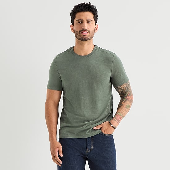 mutual weave Mens Easy-on + Easy-off Crew Neck Short Sleeve Adaptive T-Shirt