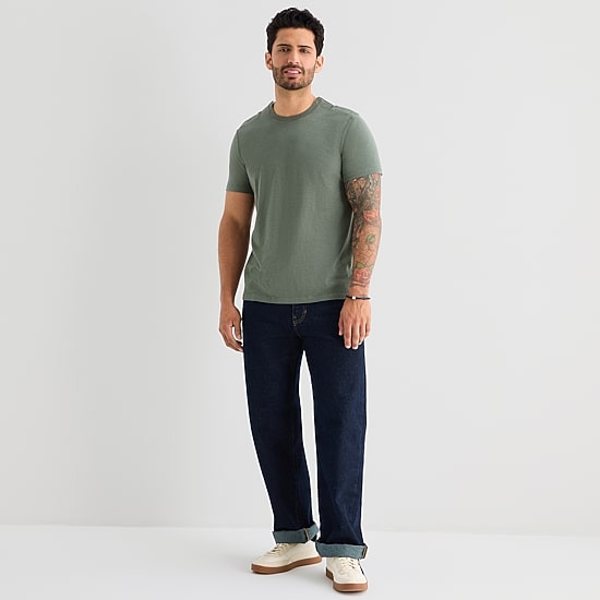 mutual weave Mens Easy-on + Easy-off Crew Neck Short Sleeve Adaptive T-Shirt