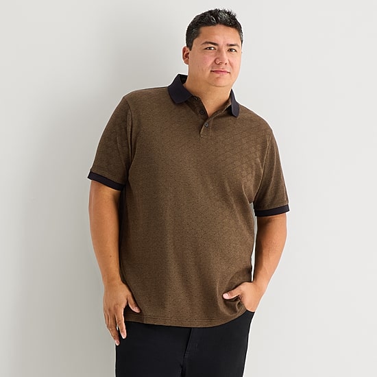 Shaquille O'Neal XLG™ Basket Weave Big and Tall Mens Regular Fit Short Sleeve Polo Shirt