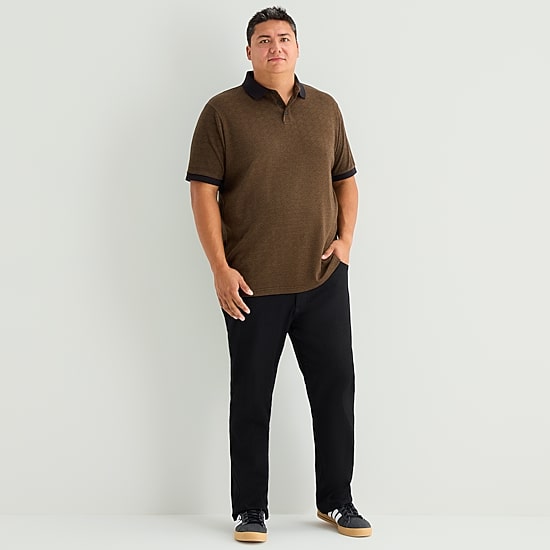 Shaquille O'Neal XLG™ Basket Weave Big and Tall Mens Regular Fit Short Sleeve Polo Shirt