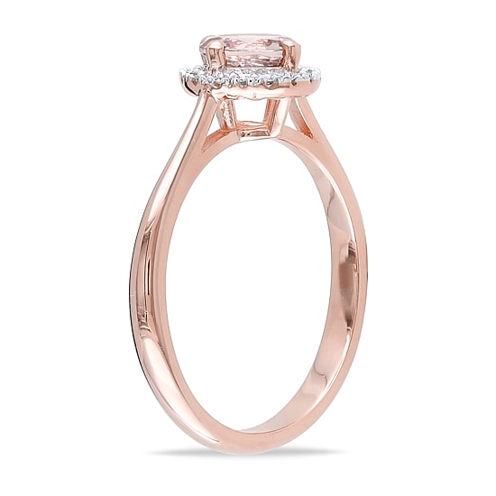 Womens 1/10 CT. T.W. Genuine Pink Morganite 18K Rose Gold Over Silver Cocktail Ring