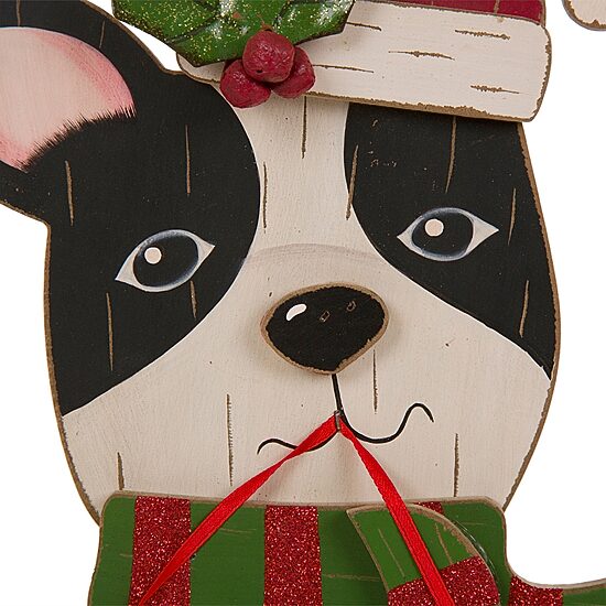 Glitzhome Wooden Christmas Dog Christmas Figurine