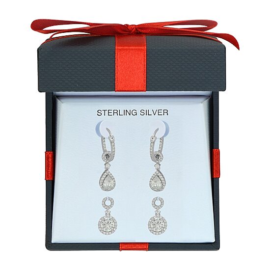 DiamonArt® 5 CT. T.W. White Cubic Zirconia Sterling Silver Earring Set