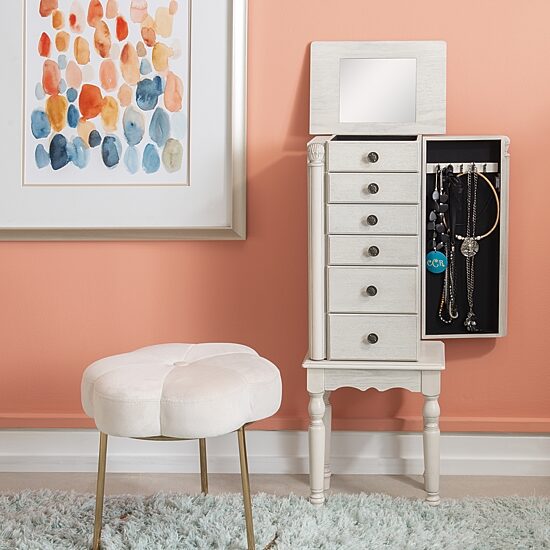 Powell Company Kristen White Jewelry Armoire