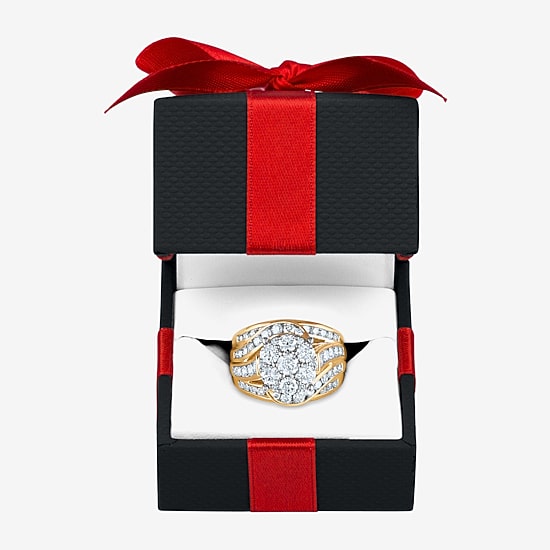 Round 3 CT.T.W. Natural Diamond Side Stone Engagement Ring in 10K or 14K Gold
