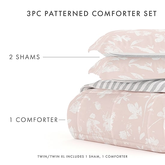 Casual Comfort Premium Down Alternative Pressed Flowers Reversible Comforter Set