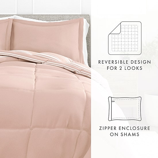 Casual Comfort Soft Stripe Reversible Down-Alternative Comforter