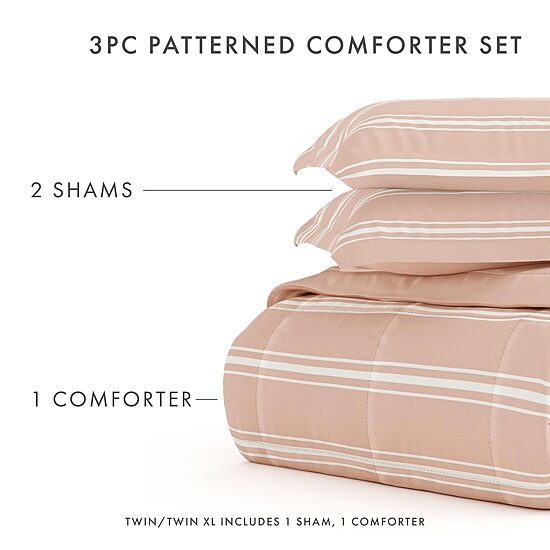 Casual Comfort Soft Stripe Reversible Down-Alternative Comforter