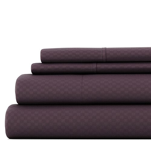 Casual Comfort Premium Ultra Soft Checkered Microfiber Wrinkle Free Sheet Set, One Size, Purple