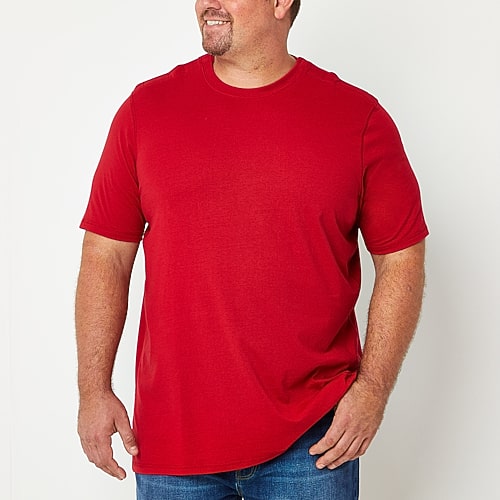 St. John's Bay Super Soft Mens Easy-on + Easy-off Crew Neck Short Sleeve Adaptive Big and Tall T-Shirt, 4x-large, Red