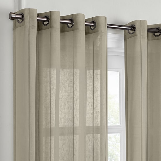 Fieldcrest Heritage Mirron Solid Grommet Top Sheer Single Curtain Panel
