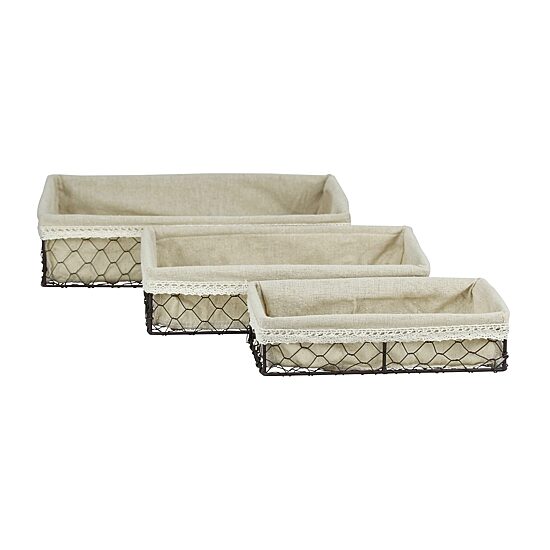 Cheungs Set Of 3 Lined Rectangular Wire Tray