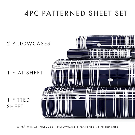 Casual Comfort™ Premium Ultra Soft Polka Dot Pattern Microfiber Wrinkle Free Sheet Set