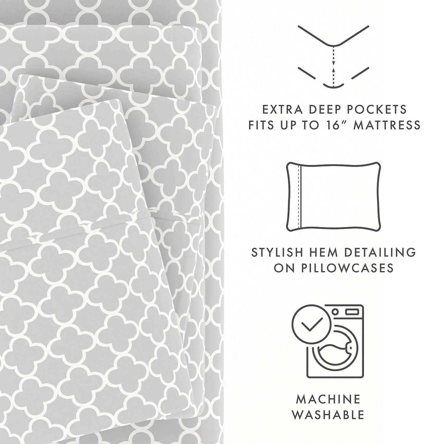 Casual Comfort™ Premium Ultra Soft Quatrefoil Pattern Microfiber Wrinkle Free Sheet Set