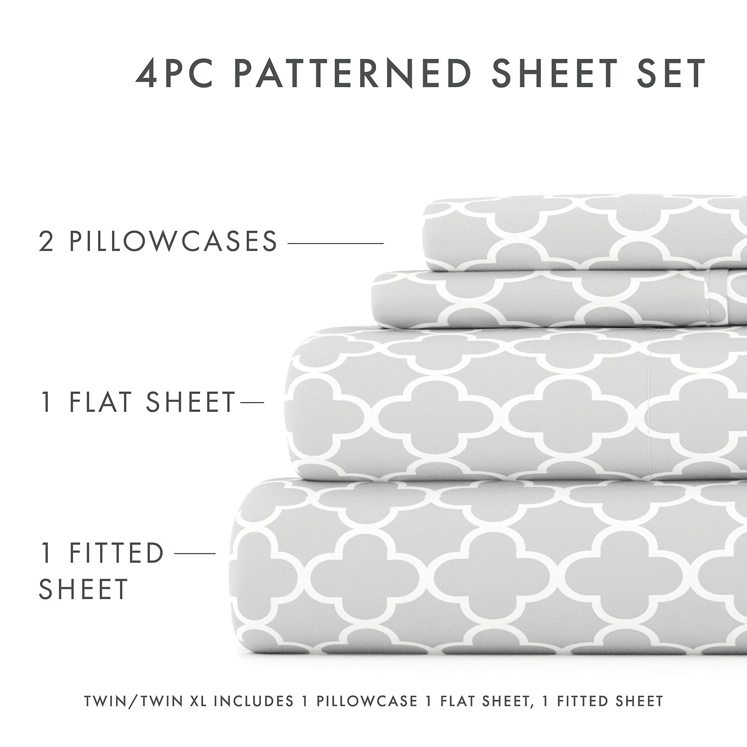 Casual Comfort™ Premium Ultra Soft Quatrefoil Pattern Microfiber Wrinkle Free Sheet Set