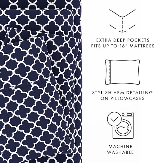 Casual Comfort™ Premium Ultra Soft Quatrefoil Pattern Microfiber Wrinkle Free Sheet Set