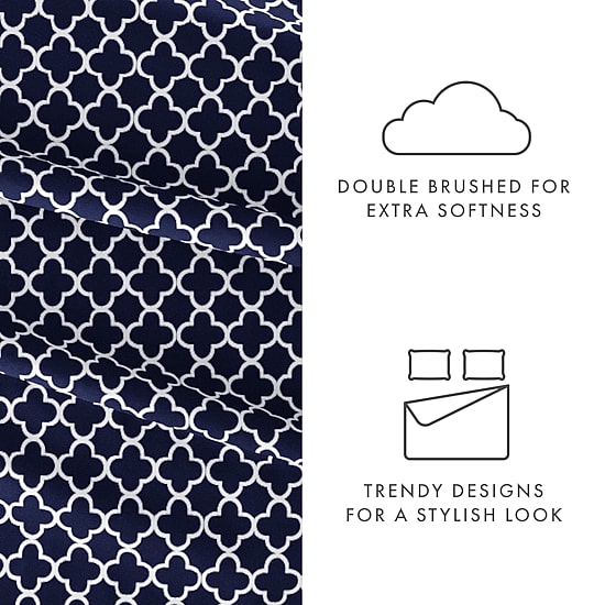 Casual Comfort™ Premium Ultra Soft Quatrefoil Pattern Microfiber Wrinkle Free Sheet Set