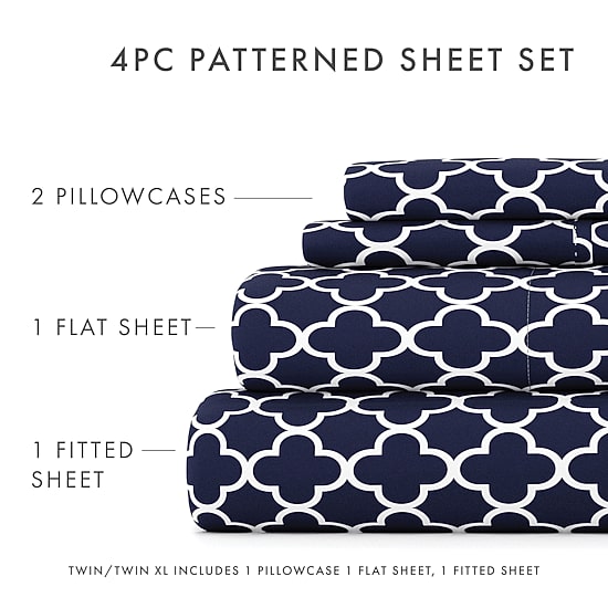 Casual Comfort™ Premium Ultra Soft Quatrefoil Pattern Microfiber Wrinkle Free Sheet Set