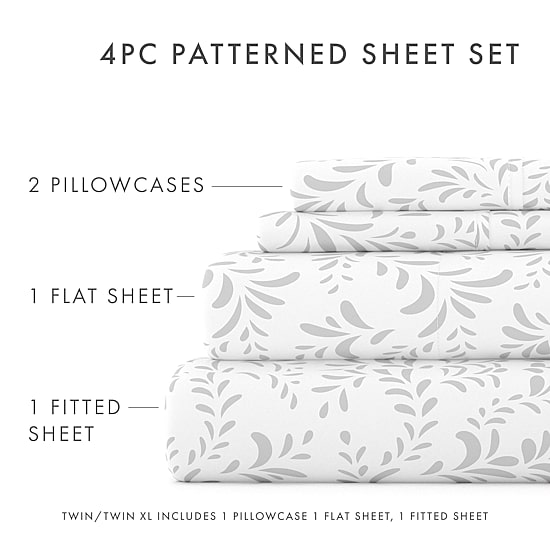 Casual Comfort Premium Ultra Burst of Vines Pattern 4 Piece Bed Sheet Set