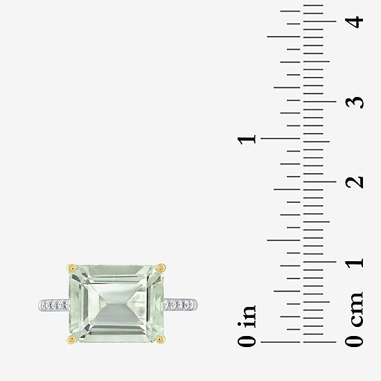 Diamond Addiction Womens 1/10 CT. T.W. Genuine Green Amethyst 10K Gold Cocktail Ring