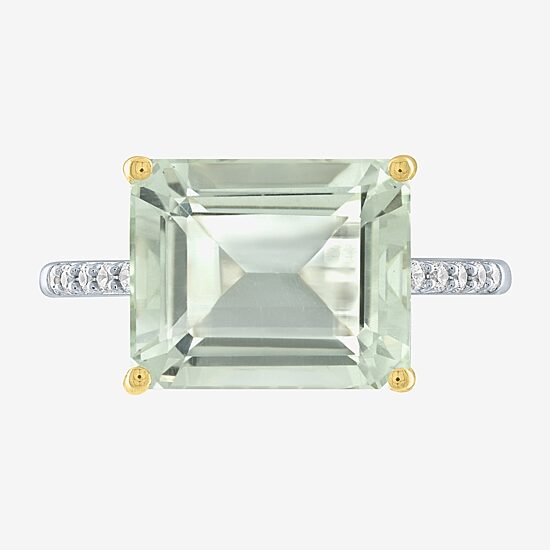 Diamond Addiction Womens 1/10 CT. T.W. Genuine Green Amethyst 10K Gold Cocktail Ring