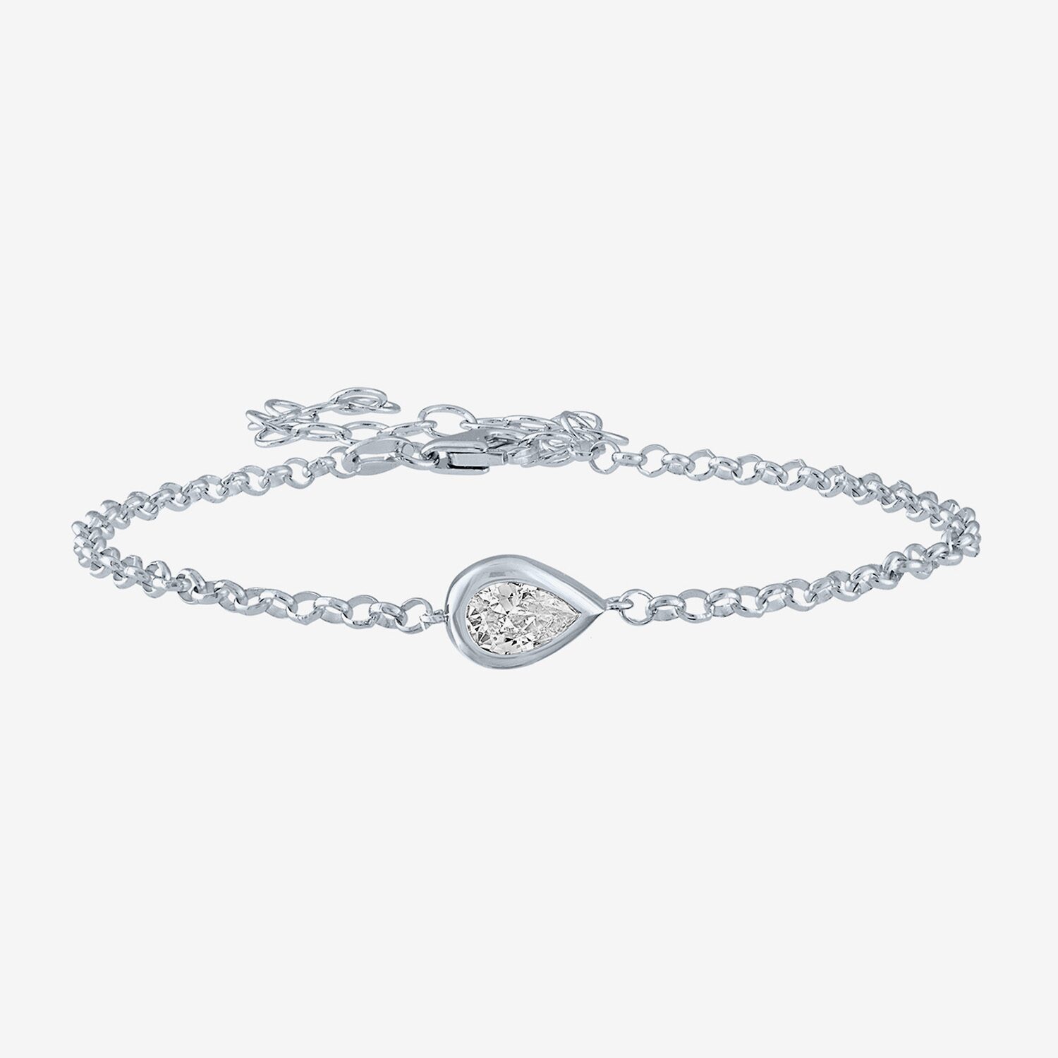 Diamond Addiction (G-H / Si2-I1) Womens 10K Gold 8 Inch Cable Pear Chain Bracelet